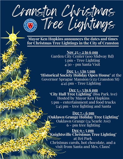 Mayor Hopkins Announces Cranston Christmas Tree Lightings